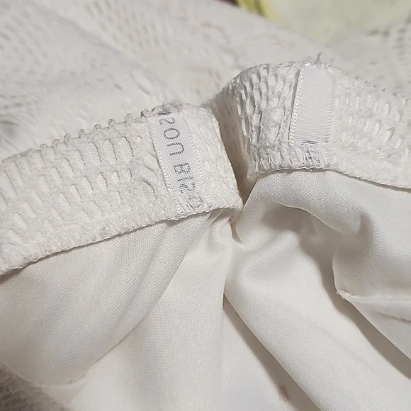 BISOU BISOU Crochet Lace Maxi Dress 10 M White Half Lined Mini Skirt Boho - Picture 13 of 16